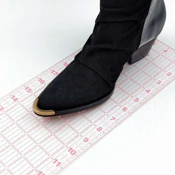 Schutz Women Tenia Western Cowboy Pinty Toe Black Leather OTK Boots size 5 - Picture 7 of 11